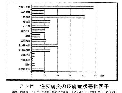 アトピー性皮膚炎皮膚症状悪化因子のグラフ