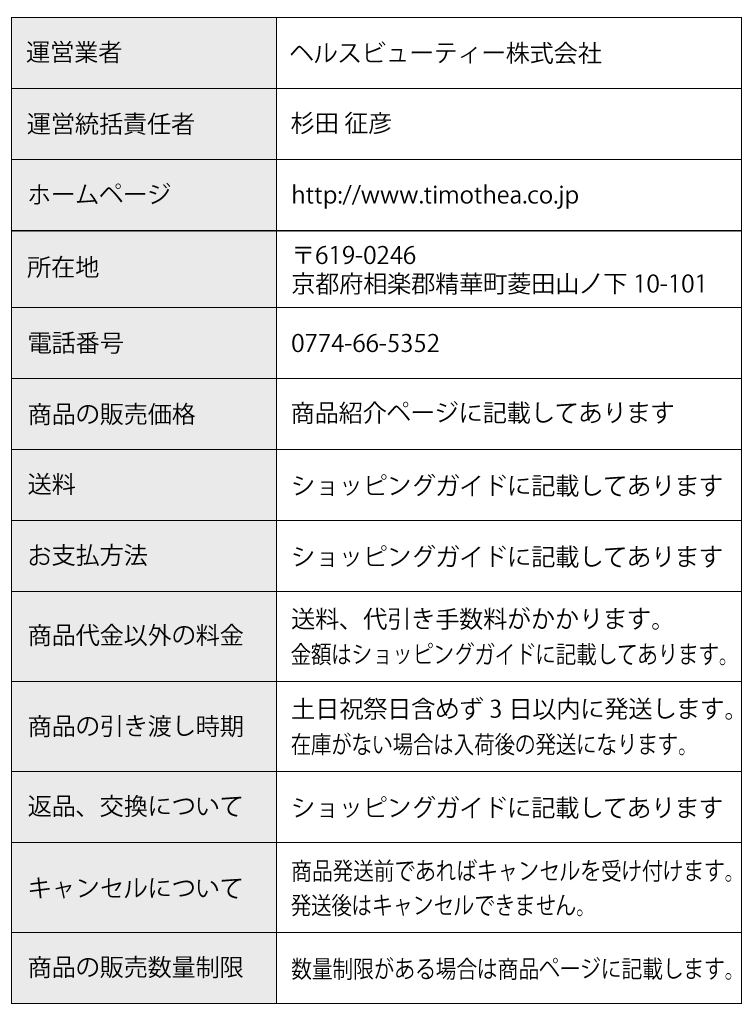 特定商取引法に基づく表示