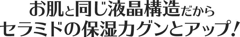 お肌と同じ液晶構造だからセラミドの保湿力グンとアップ！